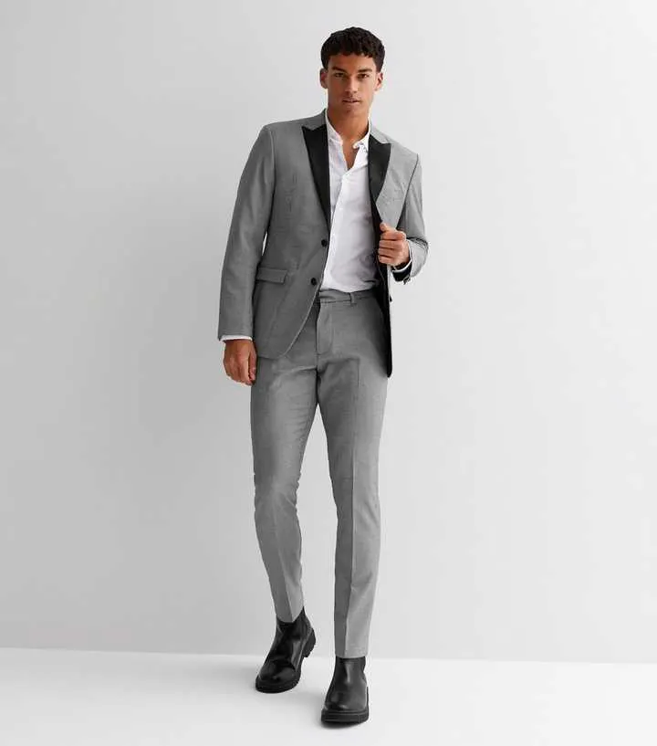 Black Check Slim Fit Suit Trousers