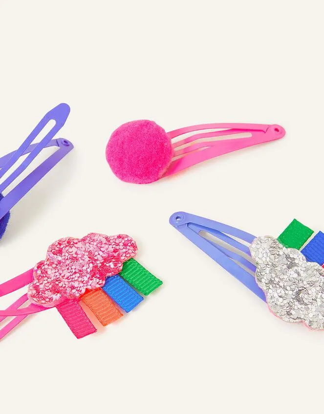 Cloud Pom Pom Hair Clips 4 Pack