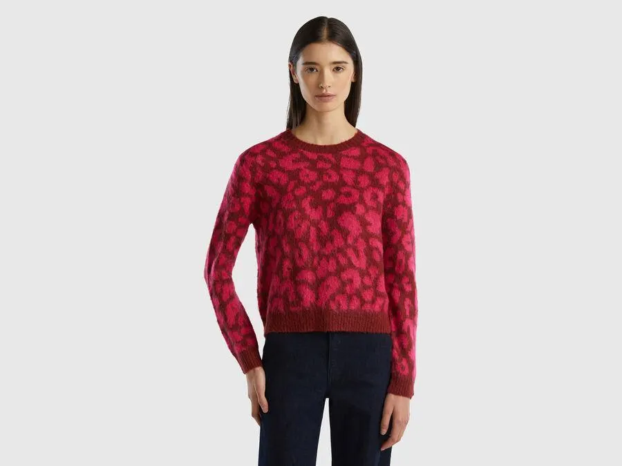 Animal print sweater in mohair blend