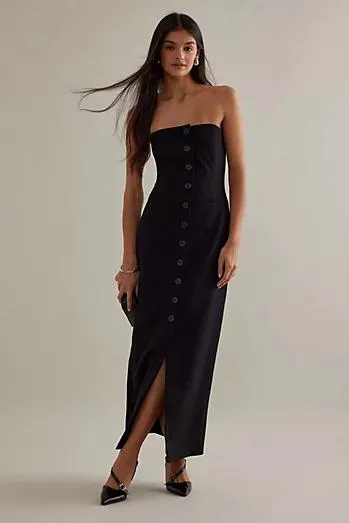 ALIGNE Hilton Slim Strapless Button-Front Maxi Dress