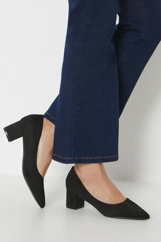 Diani Pointed Low Block Heel Court Shoes