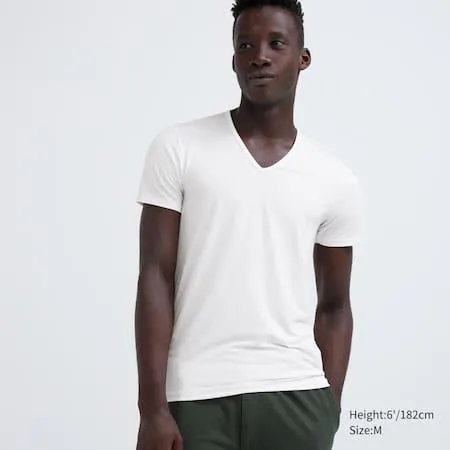 HEATTECH V Neck Short Sleeved Thermal T-Shirt