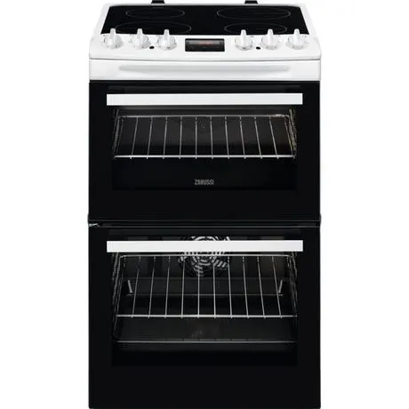 Zanussi ZCV46250WA 55cm Double Electric Cooker with Ceramic Hob - White