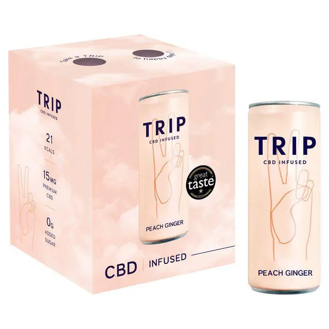 TRIP CBD Infused Peach Ginger 4 x 250ml