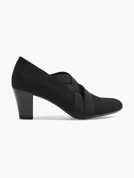 Women's Black Elasticated Heels