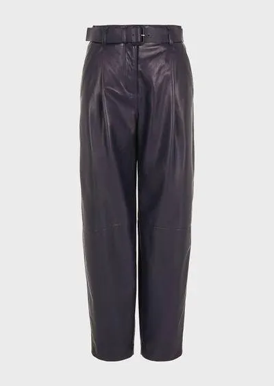 Straight-cut, nappa-leather trousers