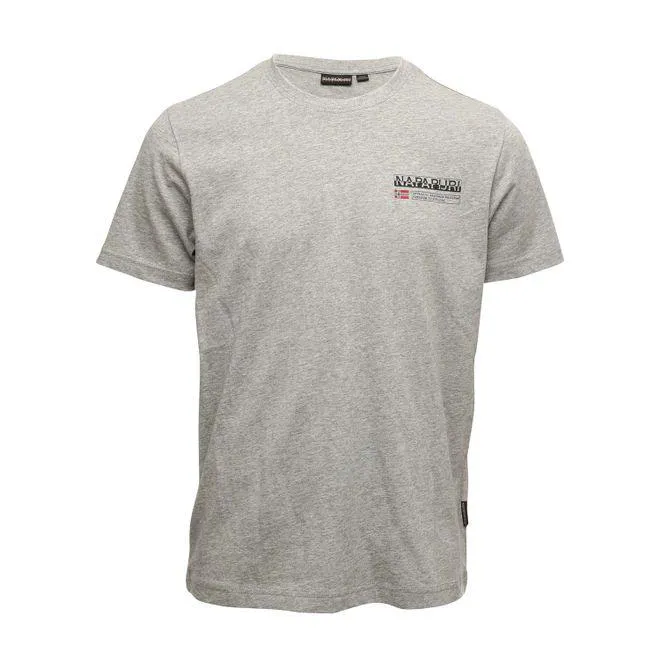 Napapijri Mens Kasba Logo Crew T-Shirt in Grey Marl