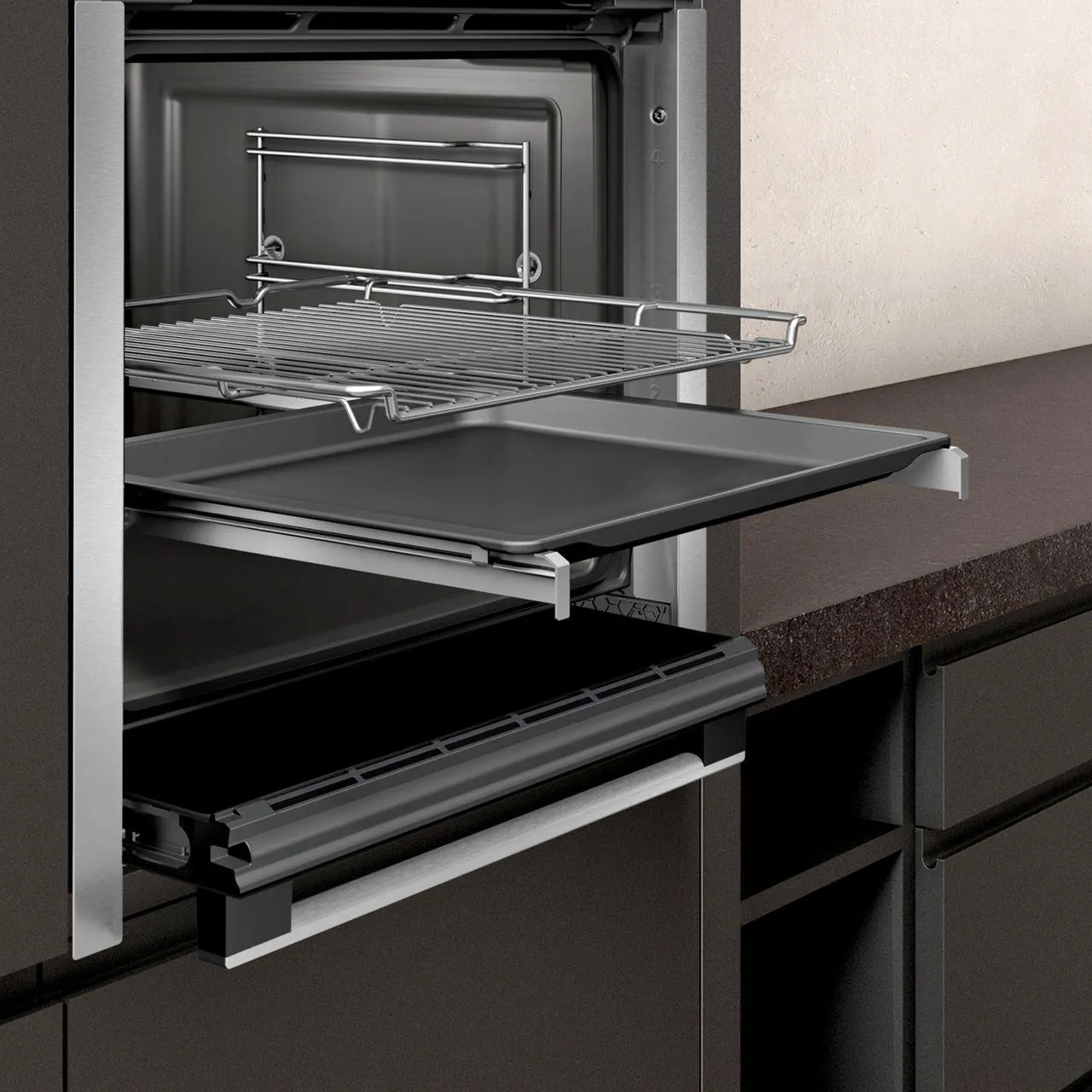 NEFF N50 Slide&Hide® B3ACE4HN0B Built In Electric Single Oven - Stainless Steel - A Rated