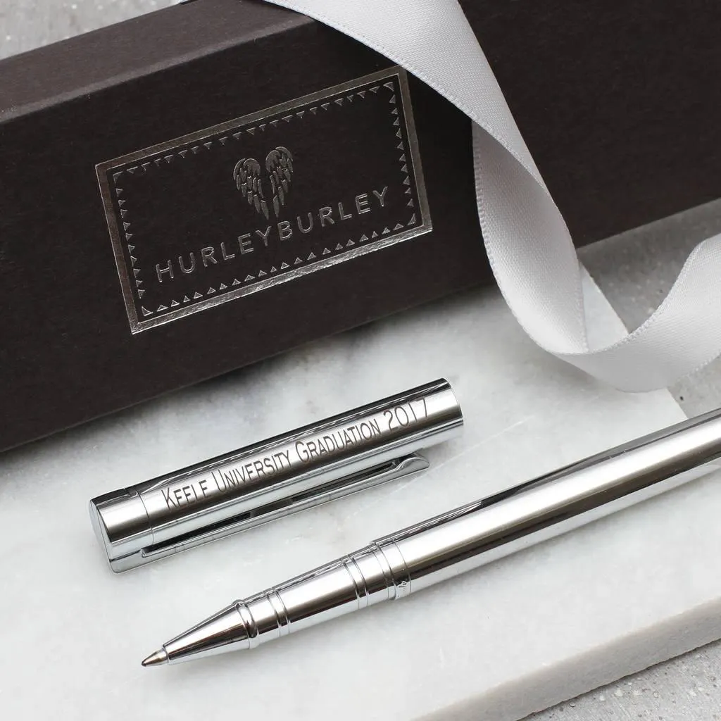 Personalised Rhodium Graduation Rollerball Pen