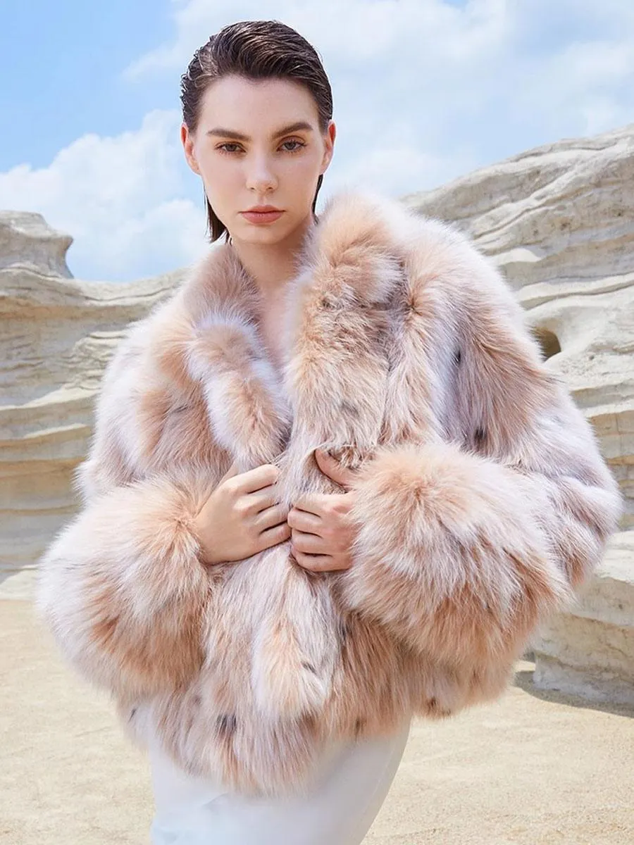 Faux Fur Coats White No Waistline Long Sleeves Animal Print Faux Fur Coat Oversized Women Coat