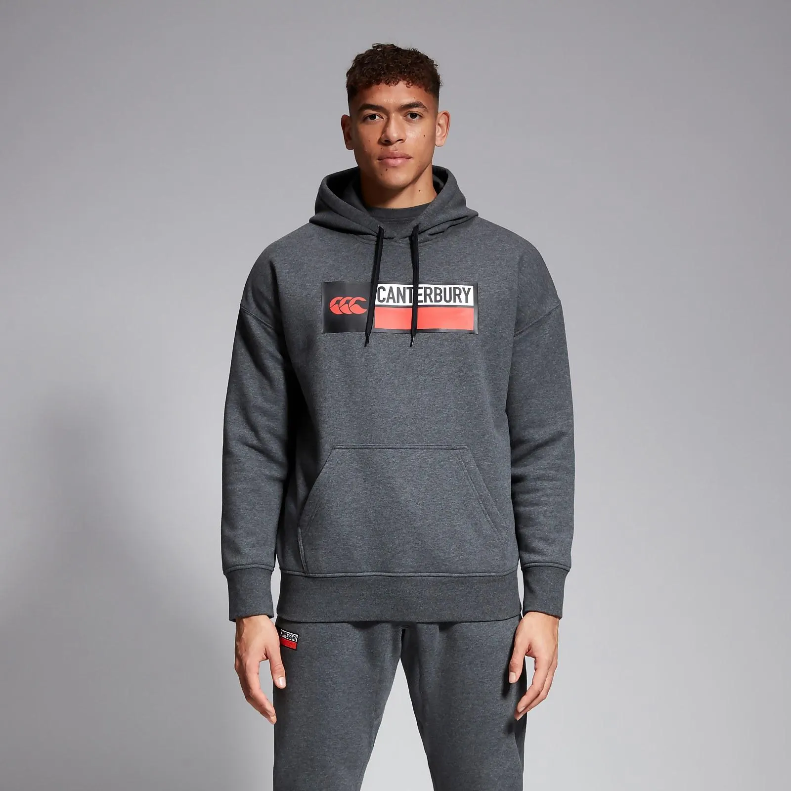 MENS OVERSIZE HOODY GREY MARL