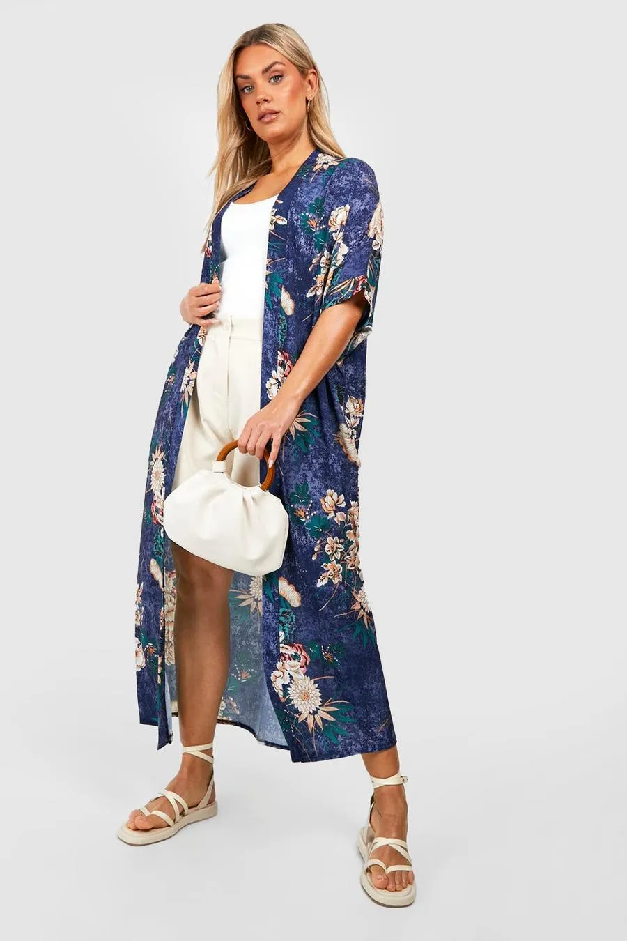 Floral Print Maxi Kimono