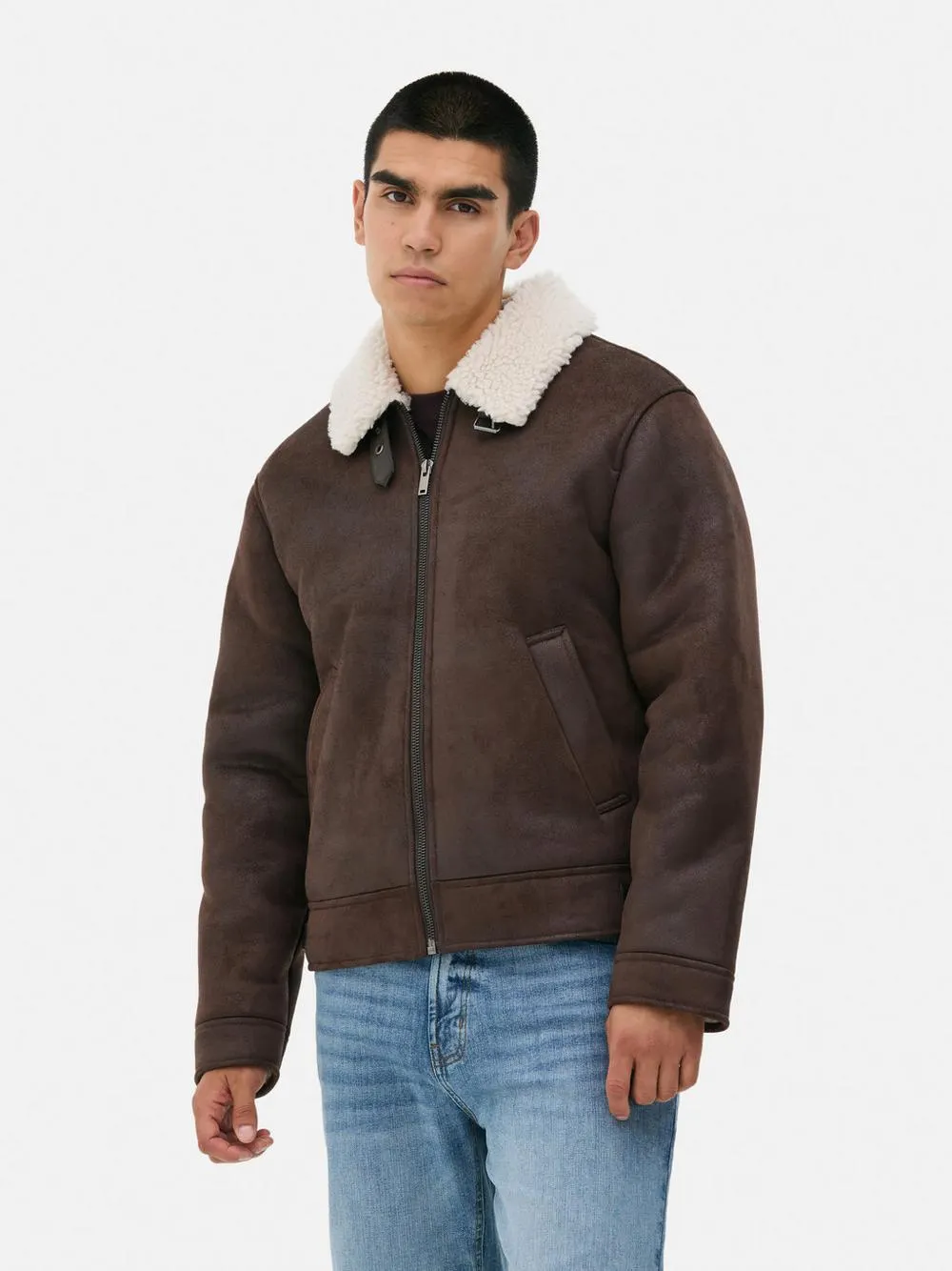 Suede And Faux Fur Flight Jacket