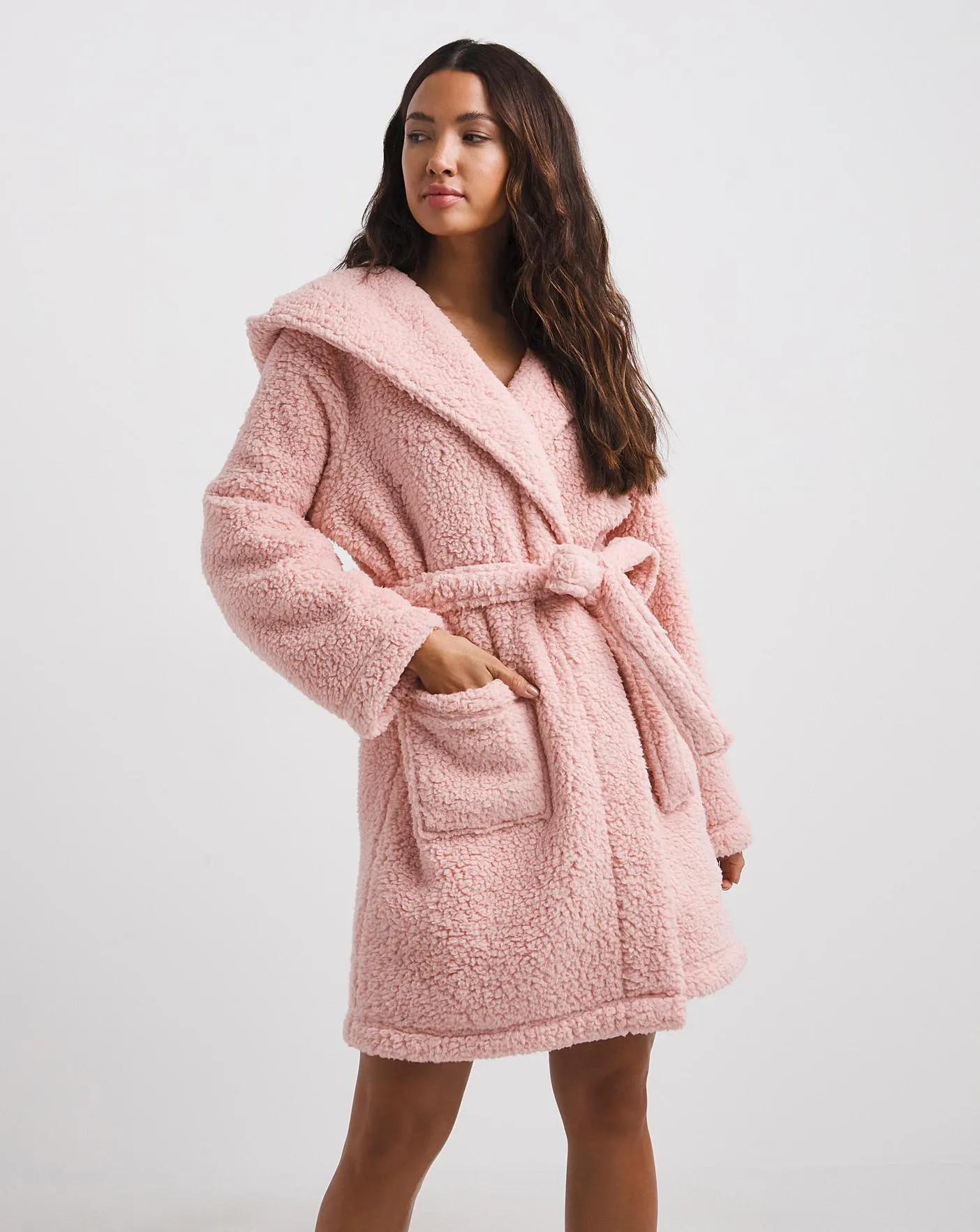 Pretty Secrets Short Sherpa Hooded Dressing Gown