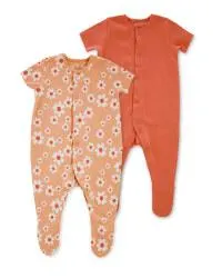 Baby Orange Sleepsuits 2 Pack