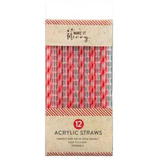 Christmas Acrylic Straws 12pk