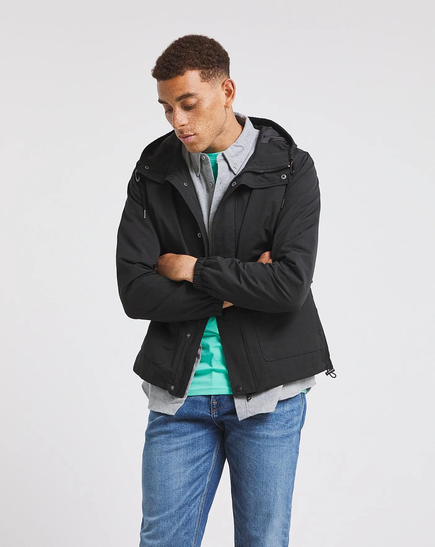 Hooded Black Lightweight Hooded Jacket