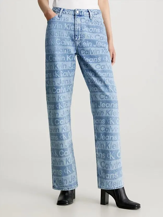 90's Straight All-Over Logo Jeans