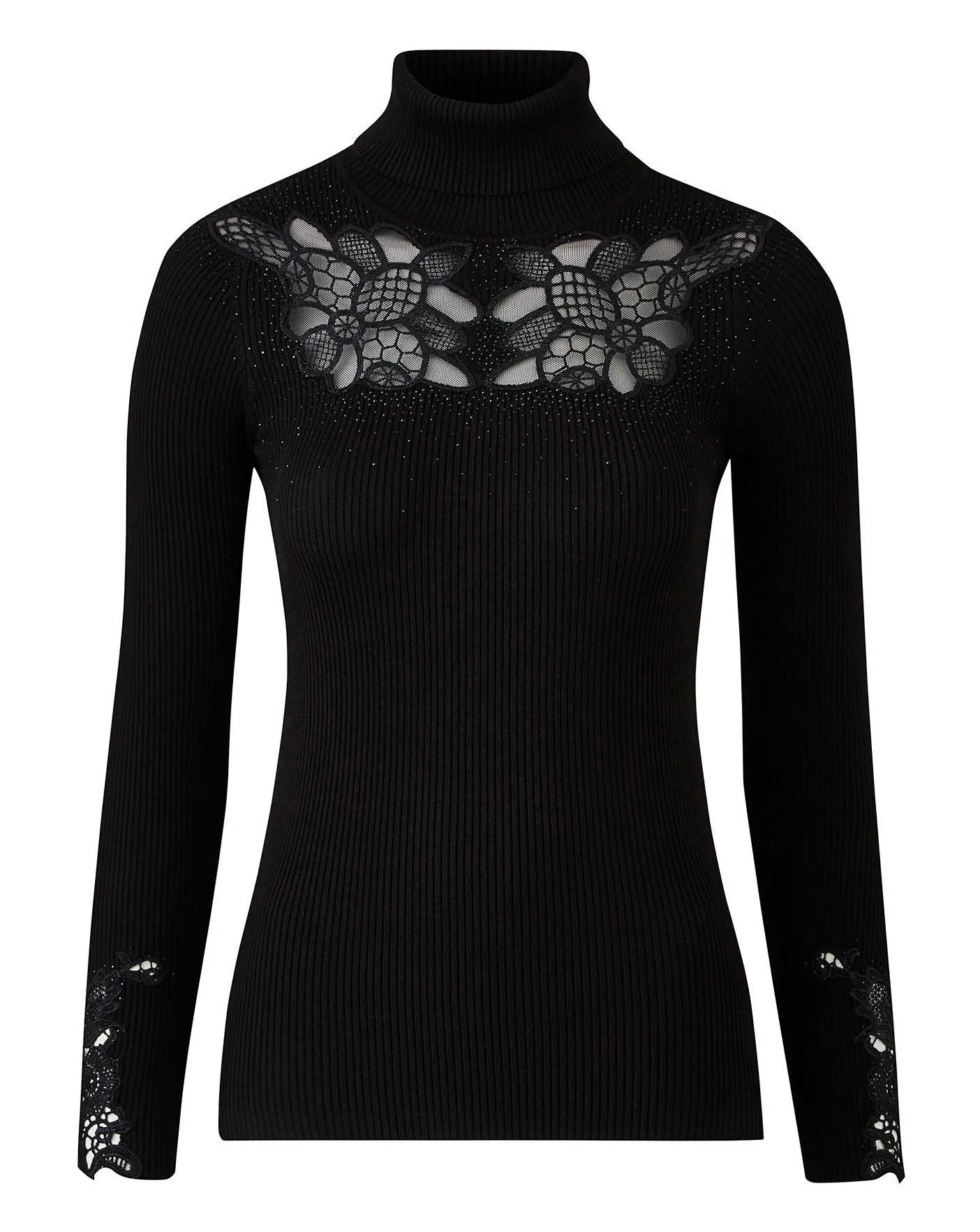 Lace Detail Roll Neck Jumper