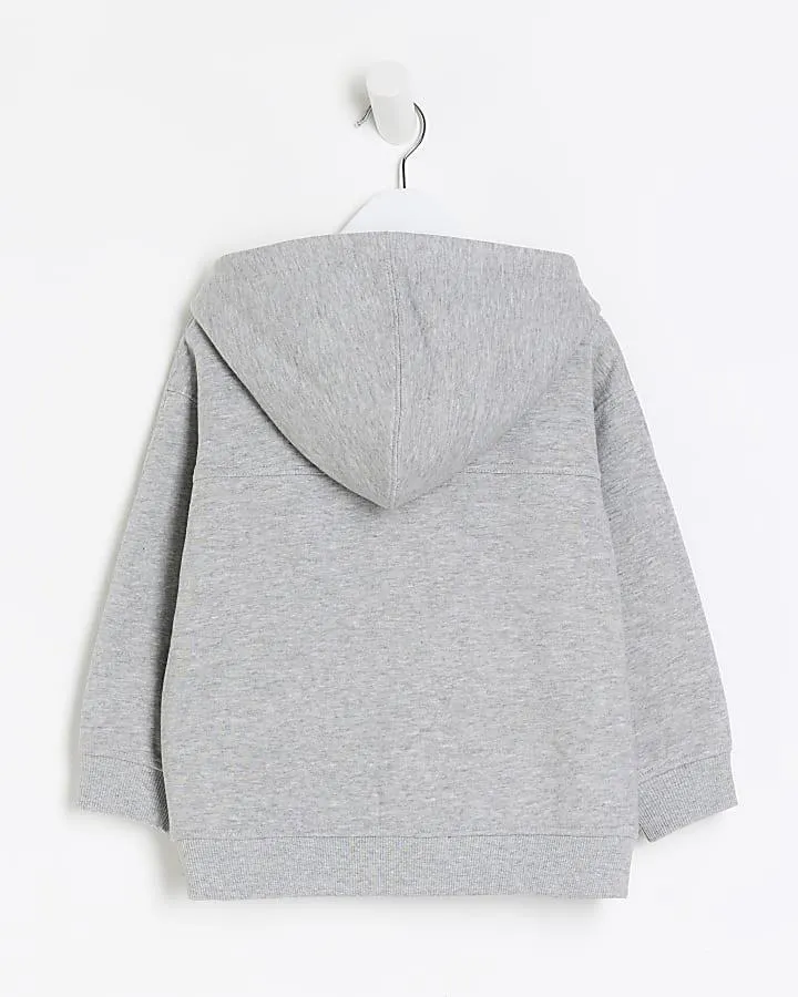 Mini boys grey zip up hoodie