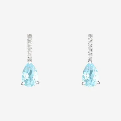 9ct White Gold 0.05ct Diamond & Topaz Earrings