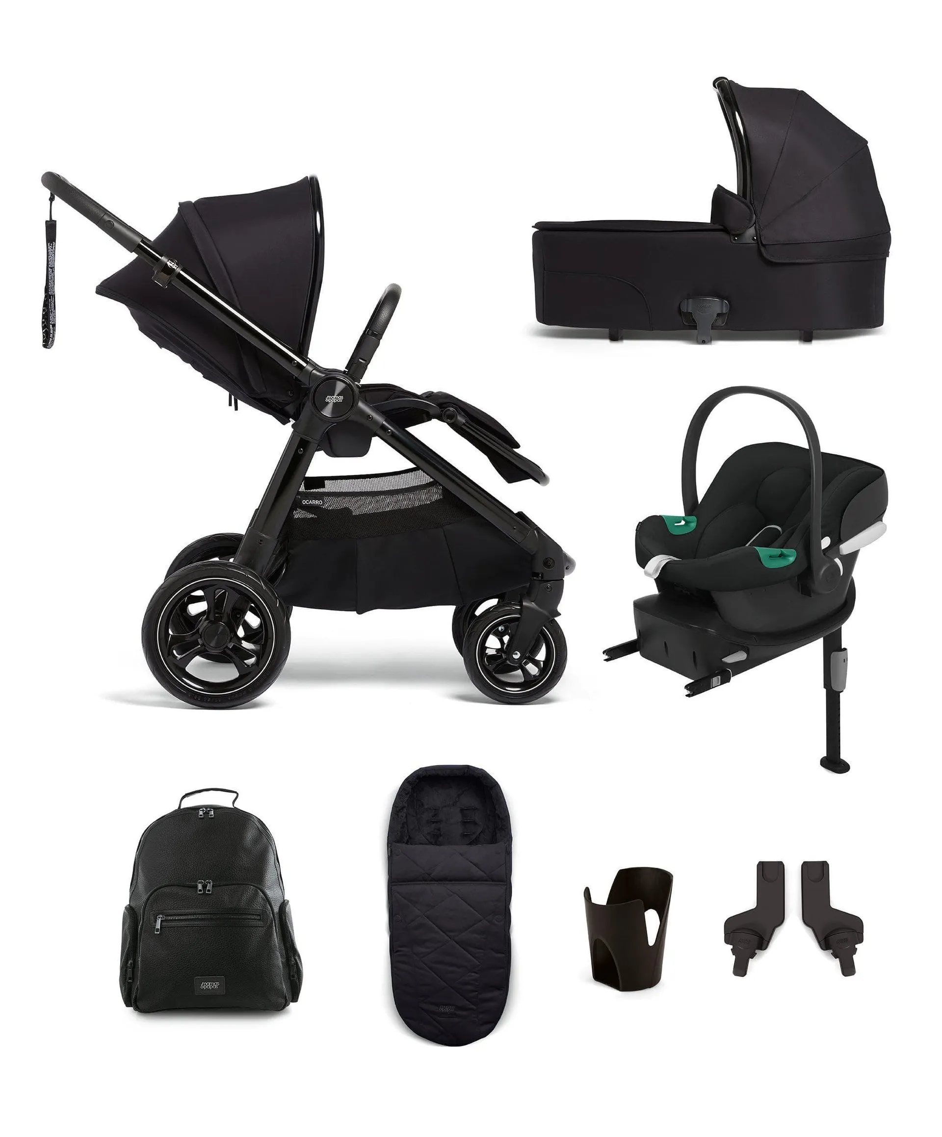 Ocarro 7 Piece Complete Bundle with Aton B2 Car Seat and Base in Carbon