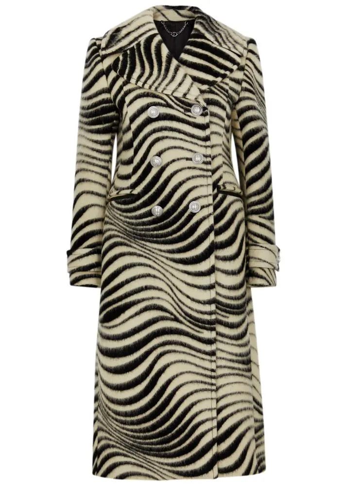 Zebra-print wool-blend coat
