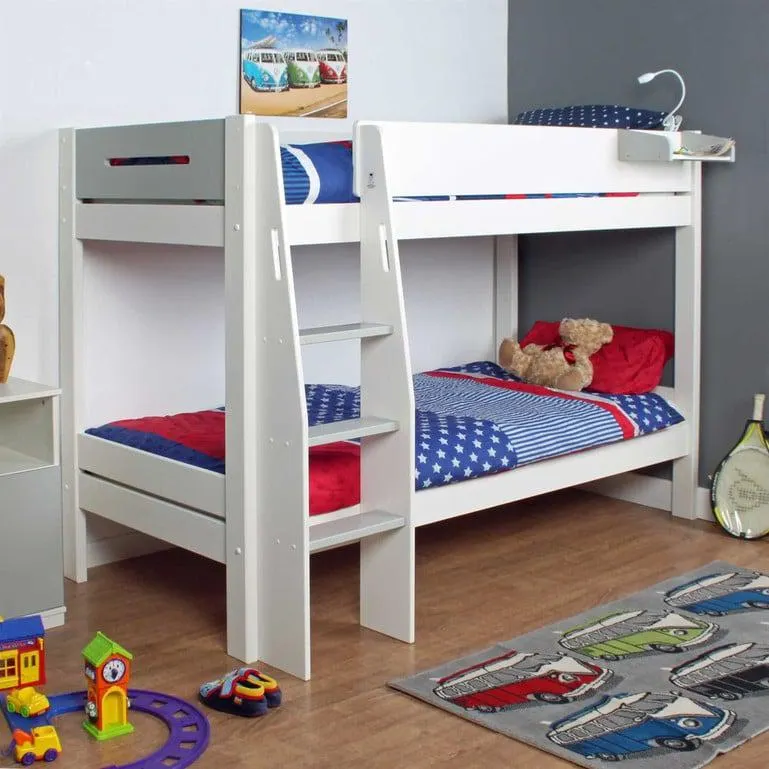 White Wood Children's Single Bunk Bed, Grey