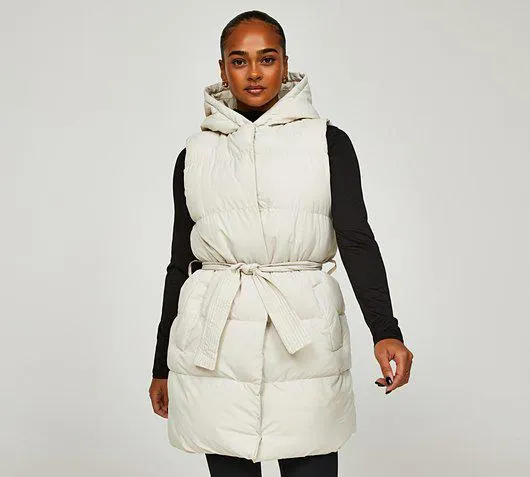 Womens Long Length Belted Gilet