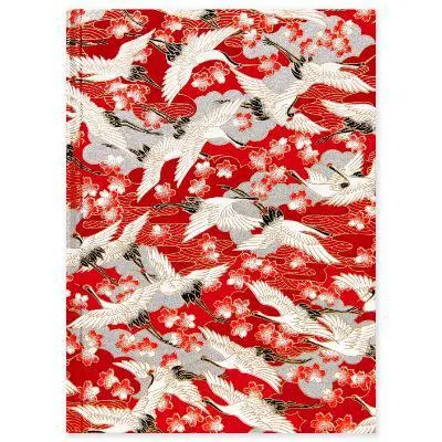 Red Blossom Cranes Lined Notebook