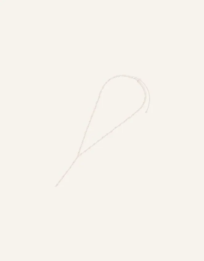 Sterling Silver-Plated Pearl Y-Chain Necklace