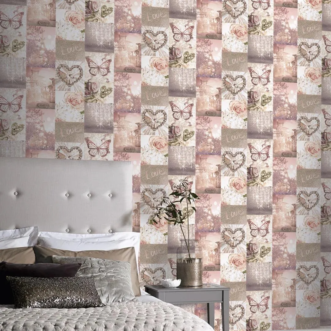 Love Paris Wallpaper in Blush