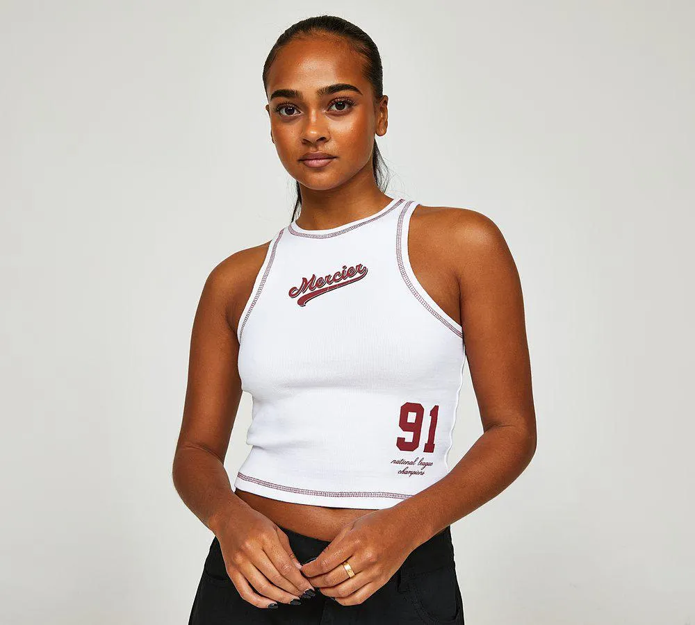 Womens Emerson Ribbed Overlock Tank Top