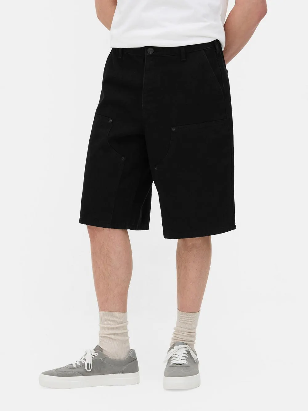 Denim Knee Panel Shorts