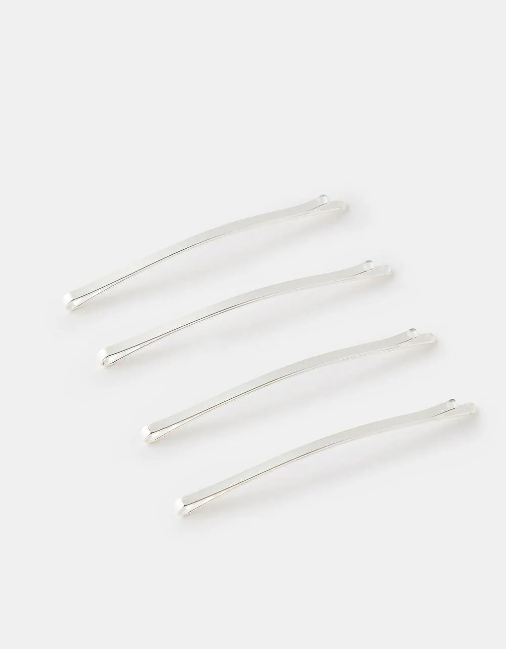 Long Curved Hair Slides 4 Pack Silver