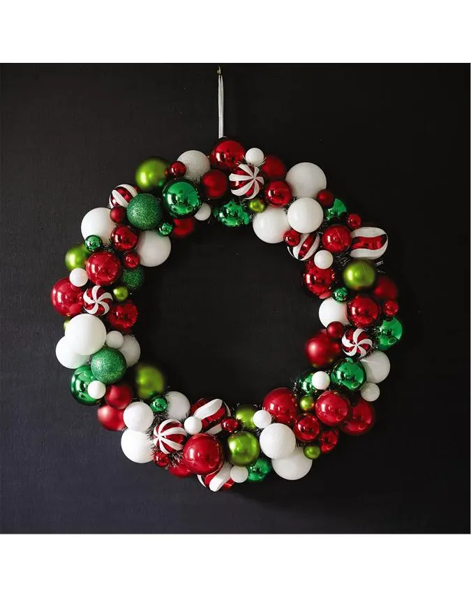 Coloured Bauble Wreath