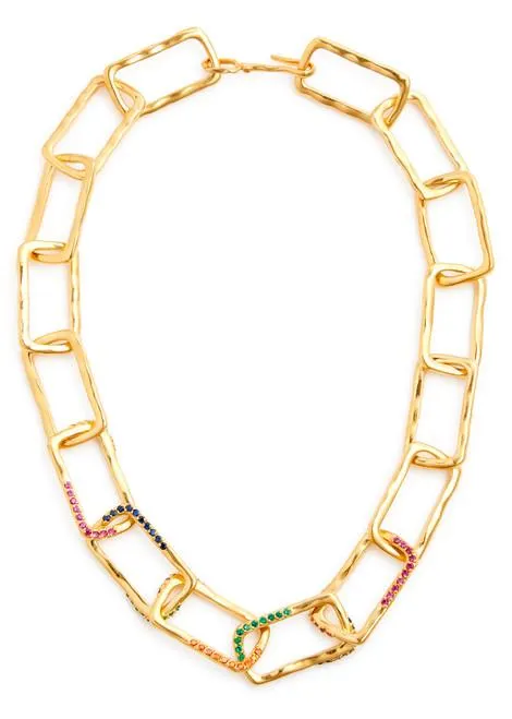 Crystal-embellished 18kt gold-plated necklace