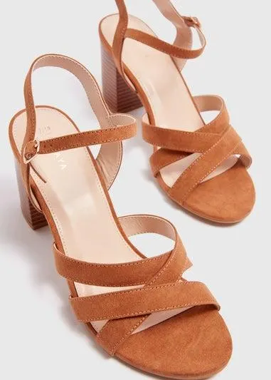 Tan Stack Heels - Size 6