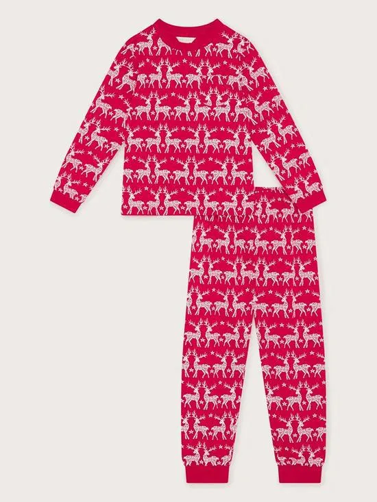 Unisex Kids Christmas Jersey Pyjamas - Red