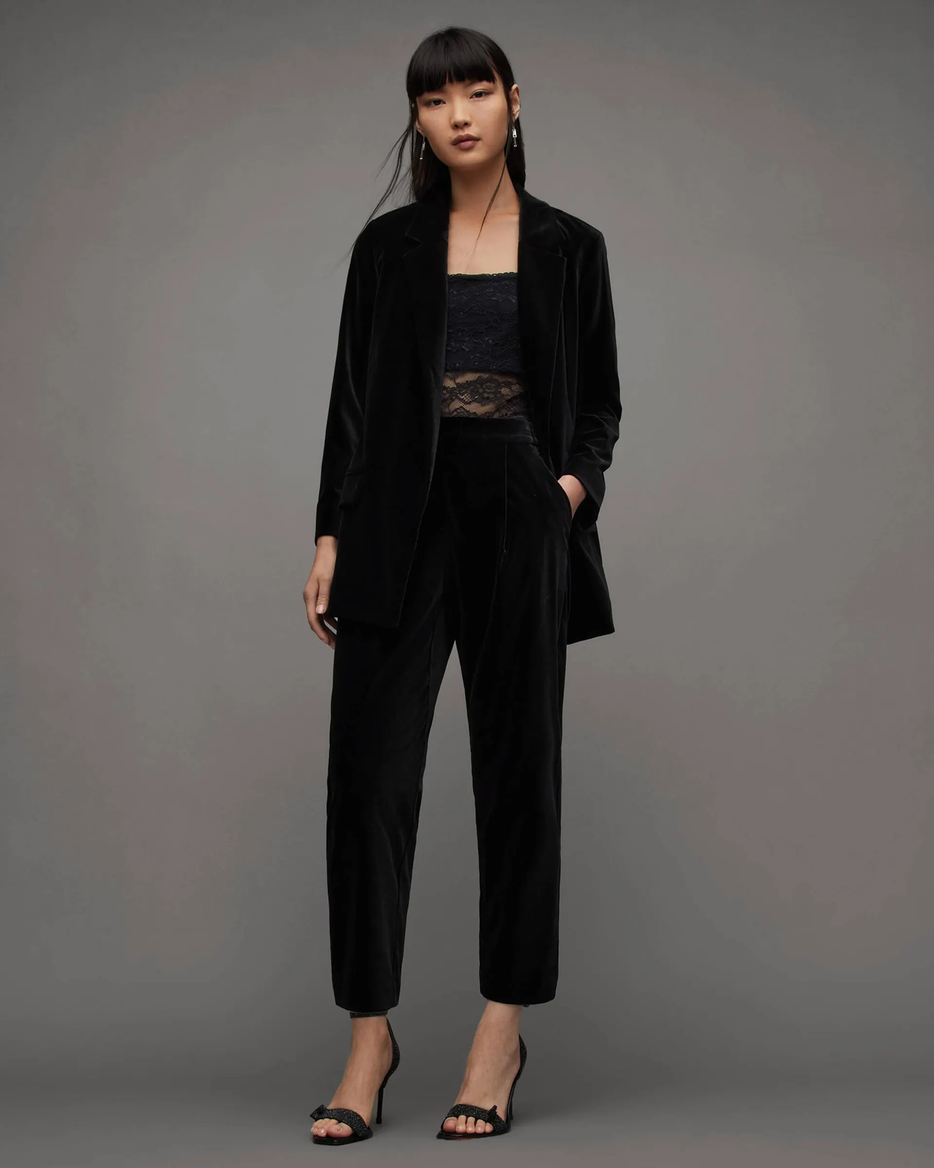 Aleida Mid-Rise Tapered Velvet Trousers