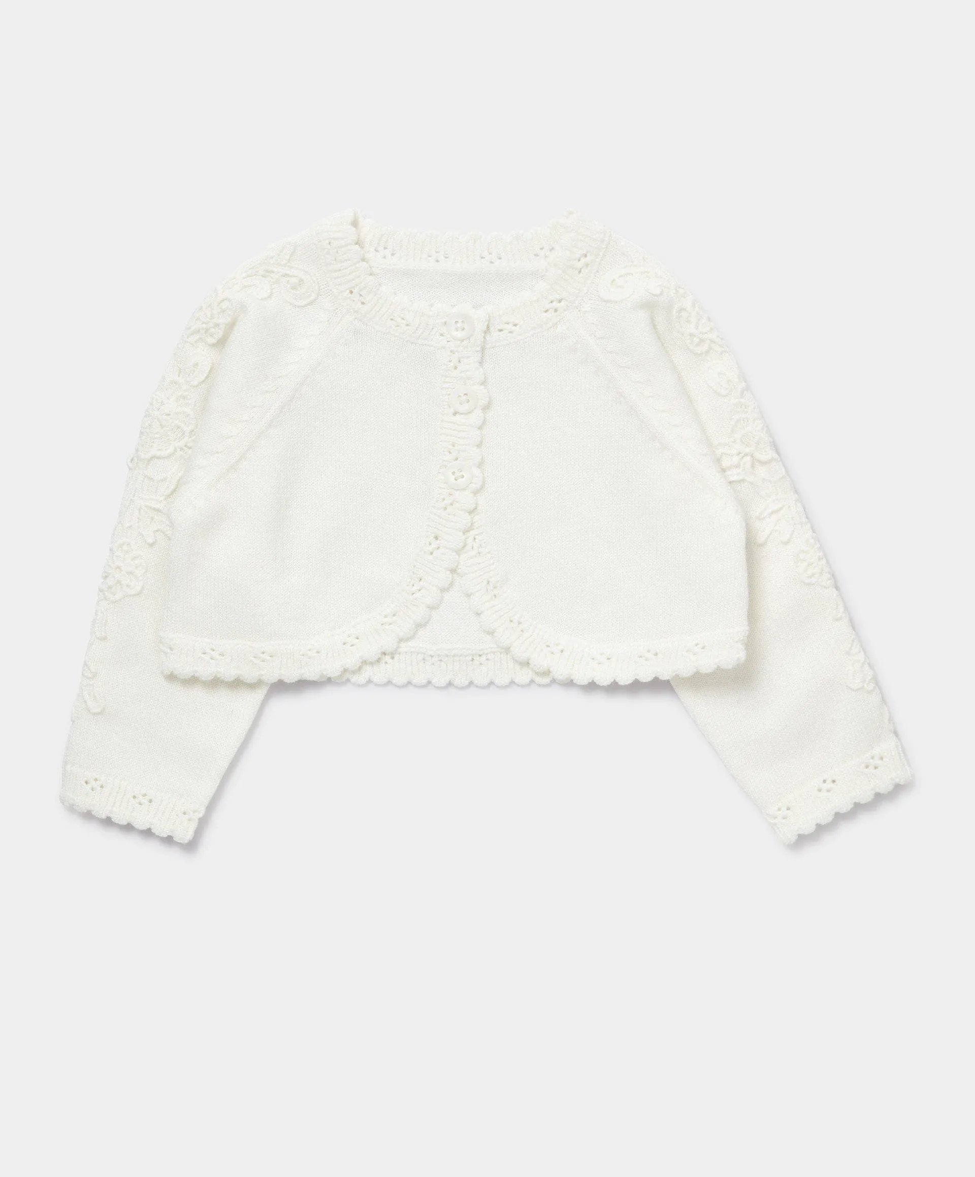 Lace Trim Cardigan - Cream