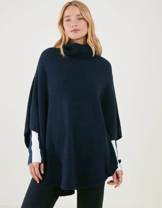 Cosy Knit Poncho Blue