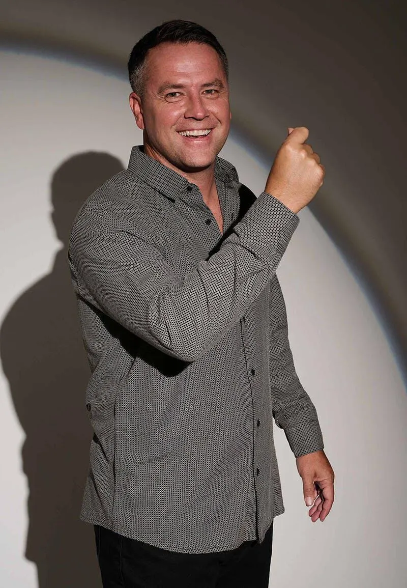 Mens Black Smart Dobby Long Sleeve Shirt