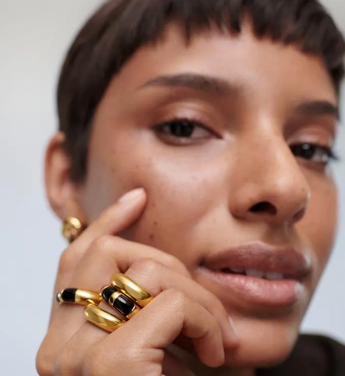 Kate Young Black Onyx Stacking Rings