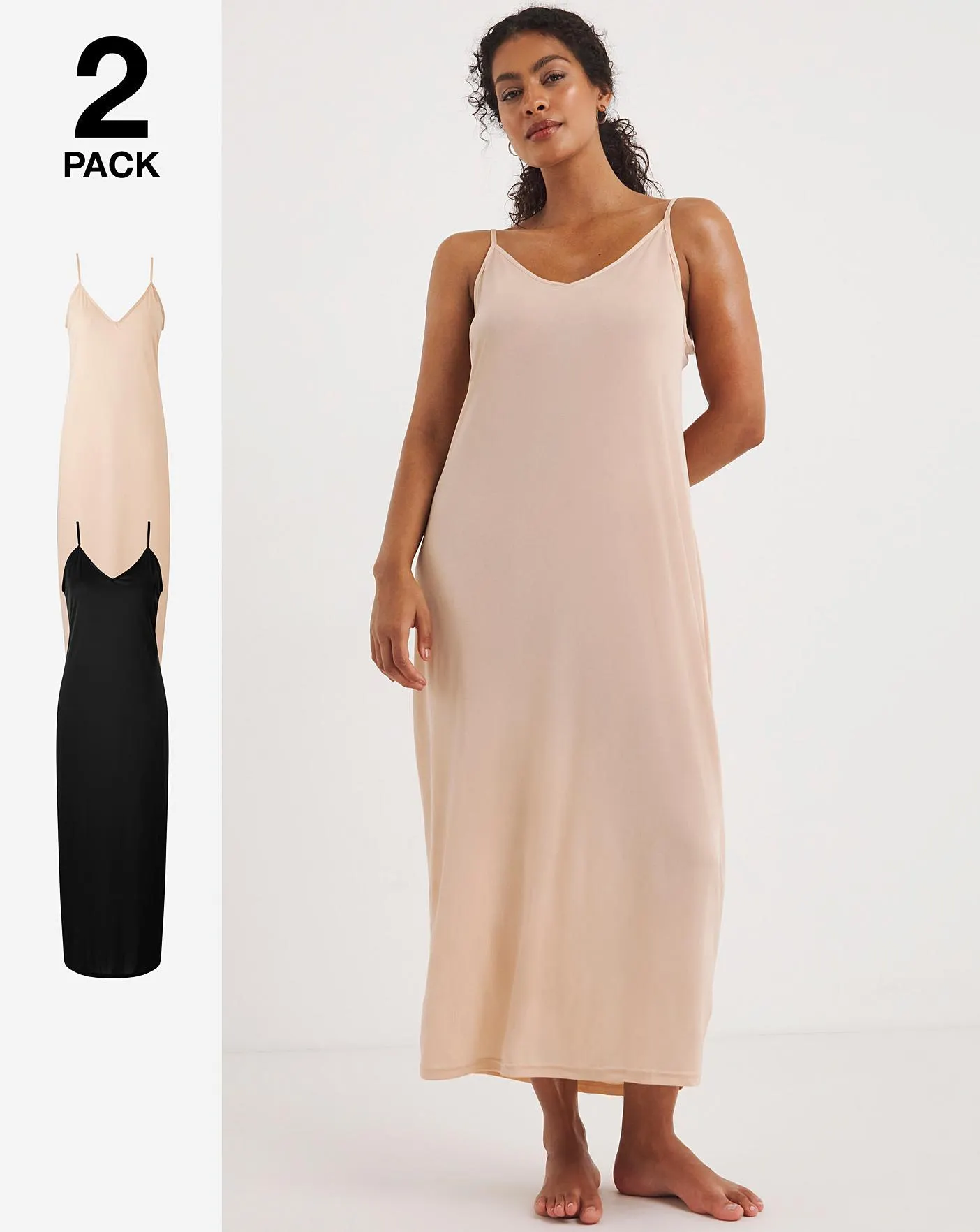 Naturally Close 2 Pack Black/Blush Maxi Petticoat Slip