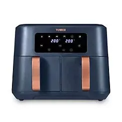 Tower T17137MNB Vortx 8.5L Dual Basket Air Fryer 2400W - Midnight Blue & Chrome