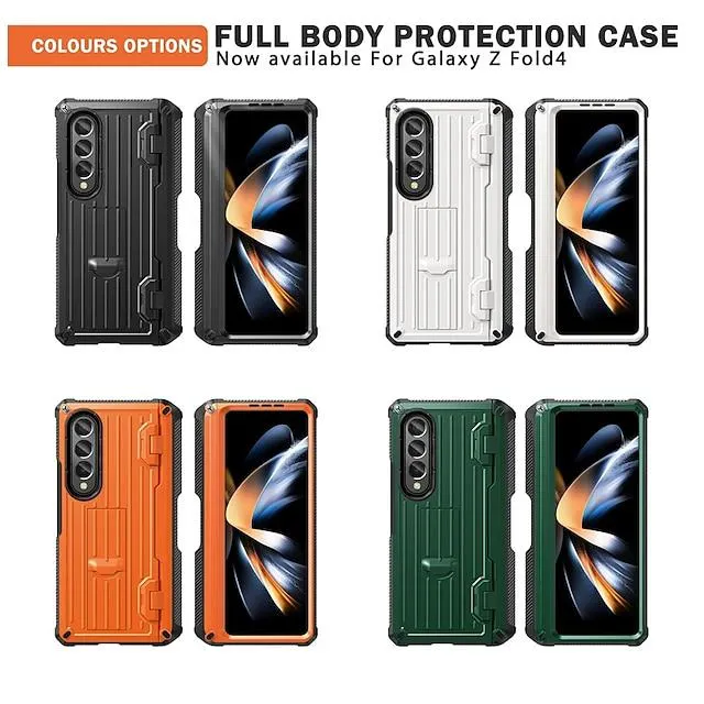 Phone Case For Samsung Galaxy Full Body Case Z Fold 4 Z Fold 3 Flip Support Wireless Charging Kickstand Solid Colored Armor TPU PC