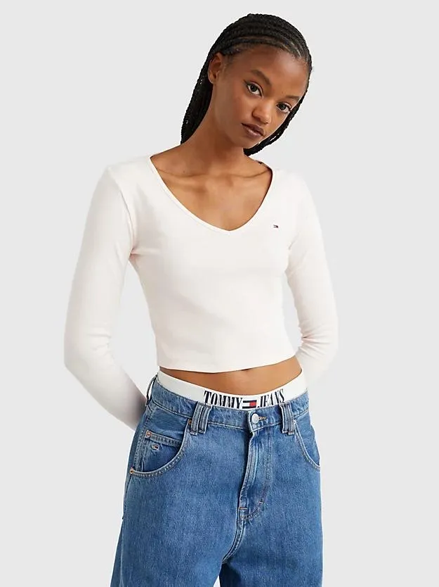 Essential Ribbed Long Sleeve Crop Top