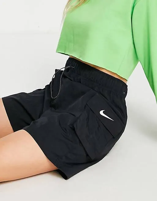 Nike mini swoosh cargo shorts in black