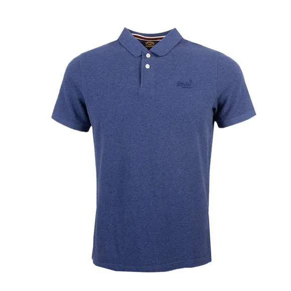 Mens Blue Classic Pique Polo